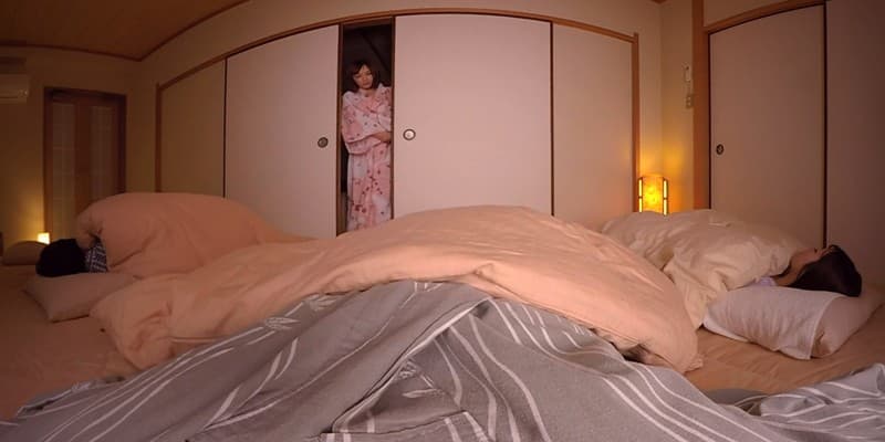 DSVR-110 【VR】友人夫婦と4人で温泉旅行、友人の奥さんがめちゃくちゃ可愛くて僕に気がある！？友人と嫁がお酒を飲んで爆睡している真横でこっそり内緒のお互いW不倫中出しセックス