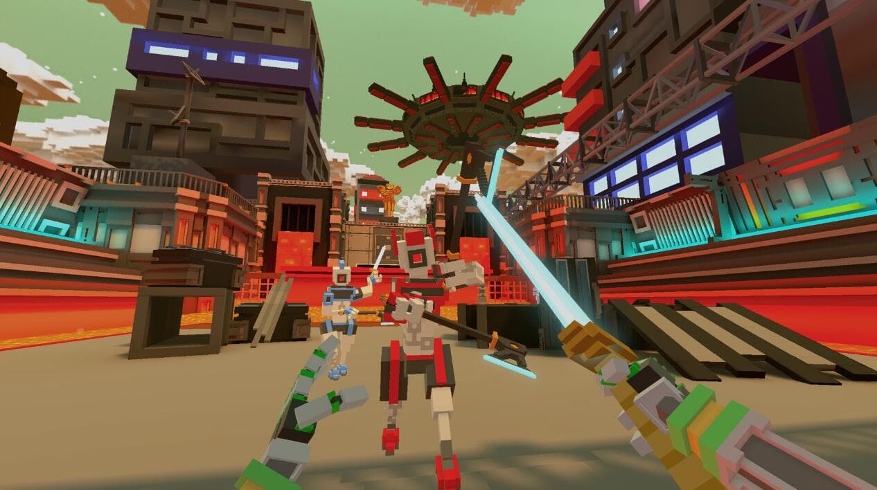 Meta Quest 游戏《超级像素克隆战斗》Clone Drone in the Hyperdomedani 游戏截图